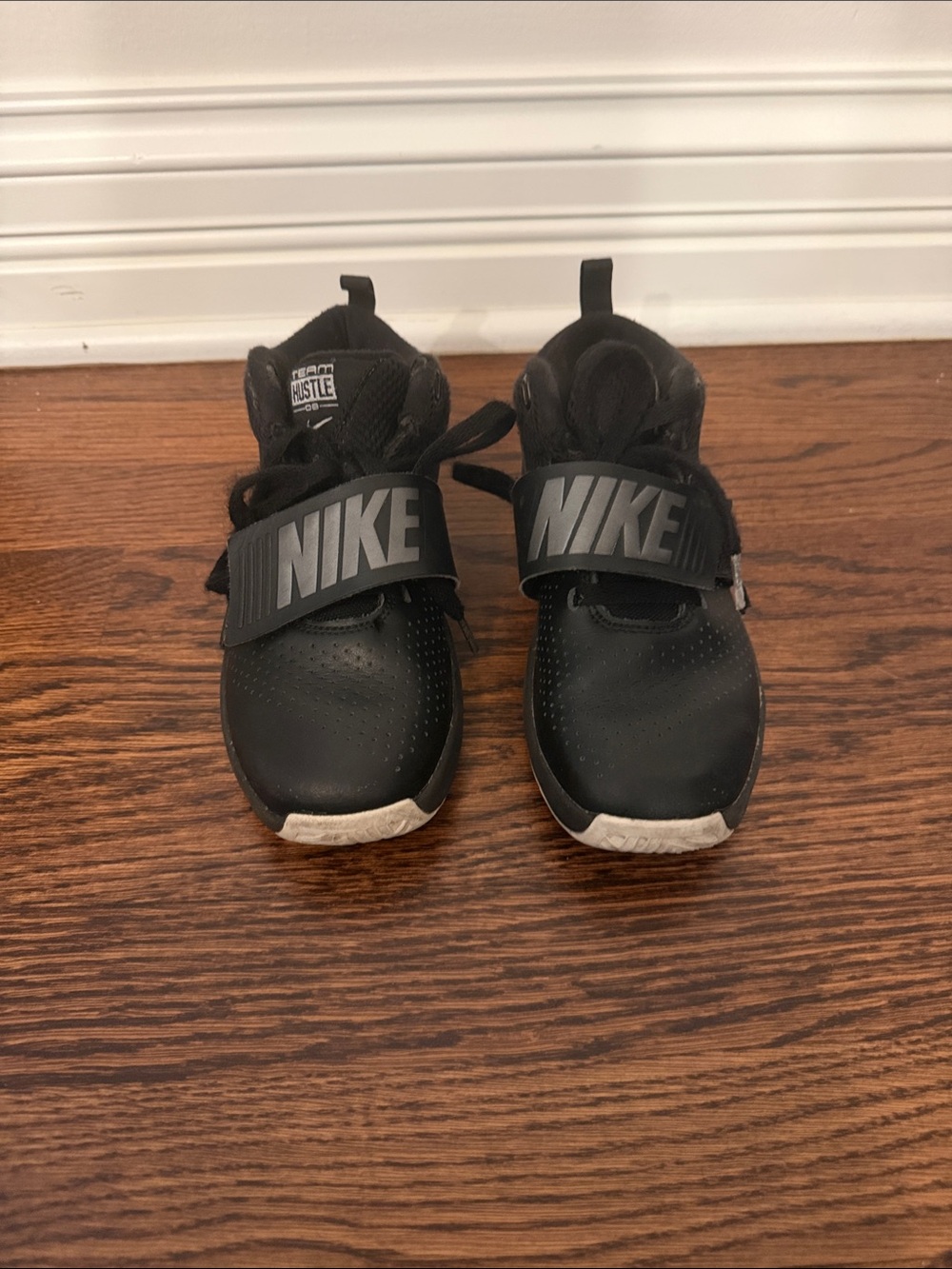 Nike Kids Black Strap Sneakers with White Soles